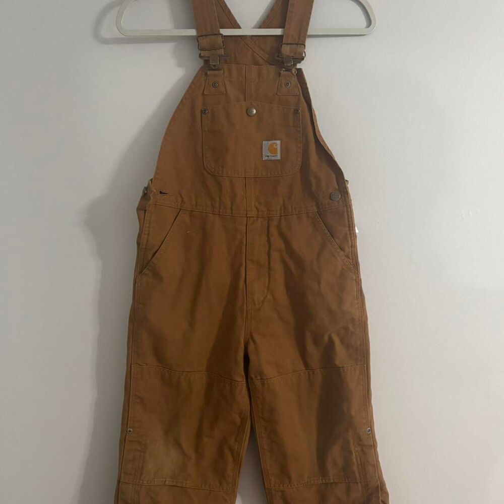 Carhartt Men's Tan and Brown Dungarees-overalls